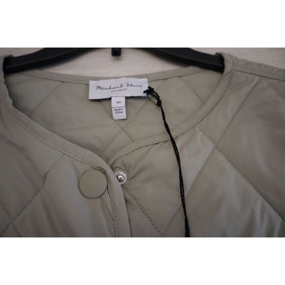Michael Stars SFDQL27X Women Sz 3X LT Olive Sonnet Snap Front Quilted Coat - Picture 4 of 9